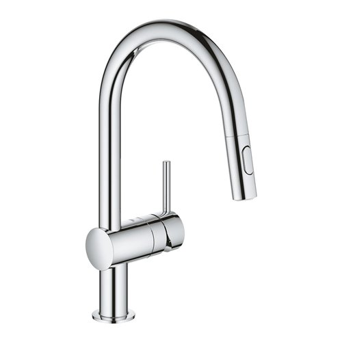Mitigeur cuisine avec douchette extractible, GROHE Minta, bec en C, chromé