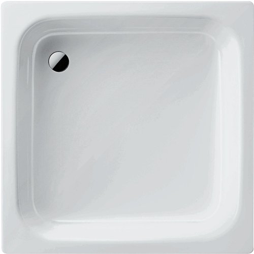 Douchebak in geëmailleerd staal, Kaldewei Sanidusch, 80 x 80 cm, wit