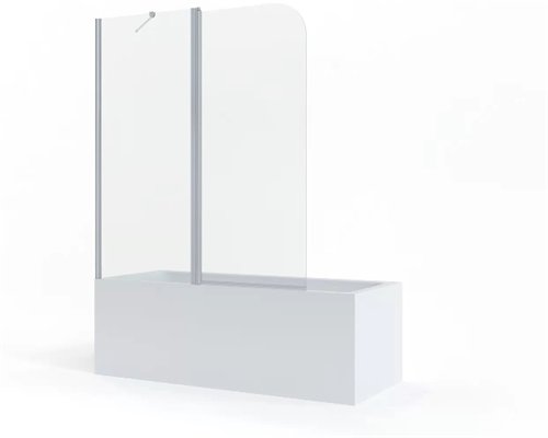 Draaibare badwand, Waterfront Neo, 2-delig, breedte 140 cm, hoogte 150 cm, helder glas 6 mm, verchroomd profiel