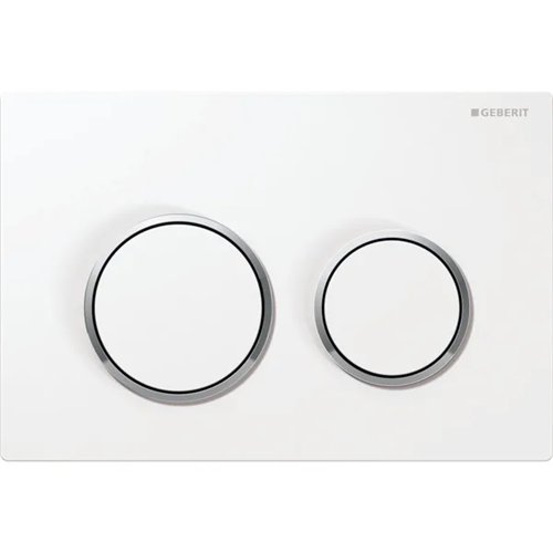 Bedieningsplaat wc dubbele spoeling, Geberit Omega20, wit/glanzend verchroomd