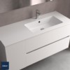 Wastafelblad in solid surface, Salgar Vilna, 120,5 x 46 cm, voor badkamerkastje links