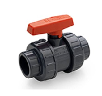 PVC-kogelkraan om te lijmen voor zwembad, Plasson, Ø 50 mm, mof-mof, PN 16, rood