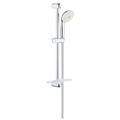 Doucheset met glijstang, GROHE Tempesta 100, 3 straalsoorten, glijstang 600 mm, met zeepschaal, verchroomd