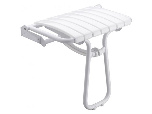 Opklapbaar douchezitje met poot, Pellet Classic grande taille, wit aluminium