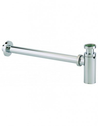 Siphon design pour lavabo, Valentin Cylindrik, Ø 32 mm, laiton, sortie murale 300 mm