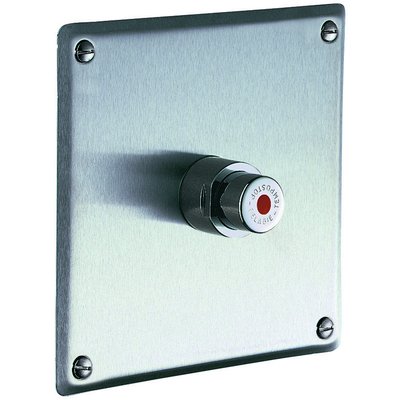 Zelfsluitende inbouwdouchekraan, Delabie TEMPOSTOP, binnendraad 1/2", plaat 160 x 160 mm, geborsteld rvs