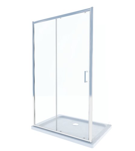 Schuifdeur voor douche, Waterfront Neo, breedte 100 cm, hoogte 190 cm, helder glas 6 mm, verchroomd profiel