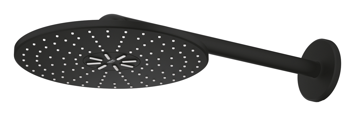 Douche de tête avec bras mural, GROHE Rainshower SmartActive 310, Ø 310 mm, 2 jets, noir