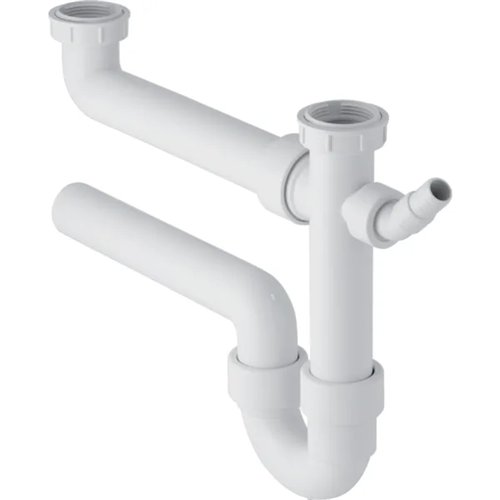 Siphon tubulaire pour évier à 2 bacs, Geberit, 5/4" x Ø 40 mm, avec embout pour machine
