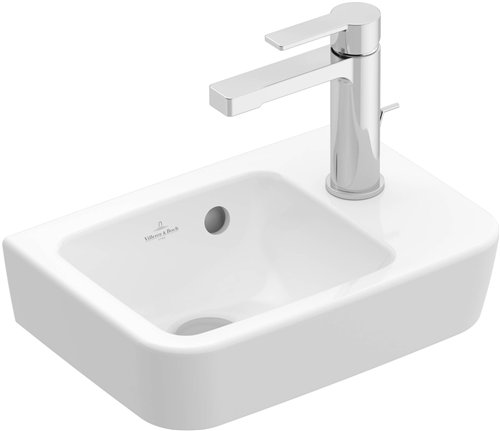 Lave-mains en céramique, Villeroy & Boch O.novo Compact, largeur 36 cm, trou de robinet à droite