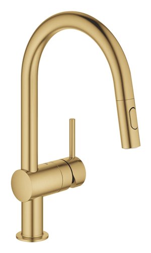 Keukenkraan met uittrekbare handdouche, GROHE Minta, C-uitloop, geborsteld Cool Sunrise