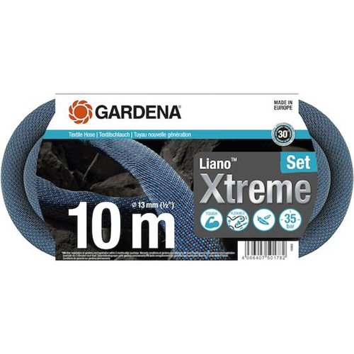 Kit tuyau d'arrosage textile, Gardena Liano Xtreme, Ø 13 mm, longueur 20 m, avec lance