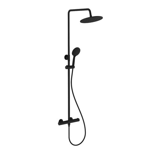 Regendoucheset met thermostaatkraan, Clever Go!2, hoofddouche Ø 250 mm, mat zwart