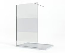 Paroi de douche walk-in, Waterfront Budget+, largeur 100 cm, verre à zone sablée 8 mm, profilé chromé