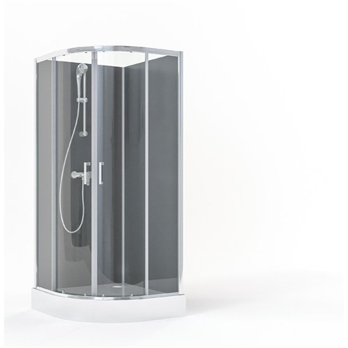 Cabine de douche quart de rond coulissante, Waterfront Milo MSC, 90 x 90 cm, gris