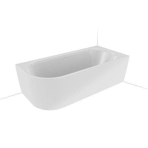 Baignoire semi-îlot d'angle en acrylique, Riho Desire Corner, 184 x 84 cm, version droite, blanc brillant