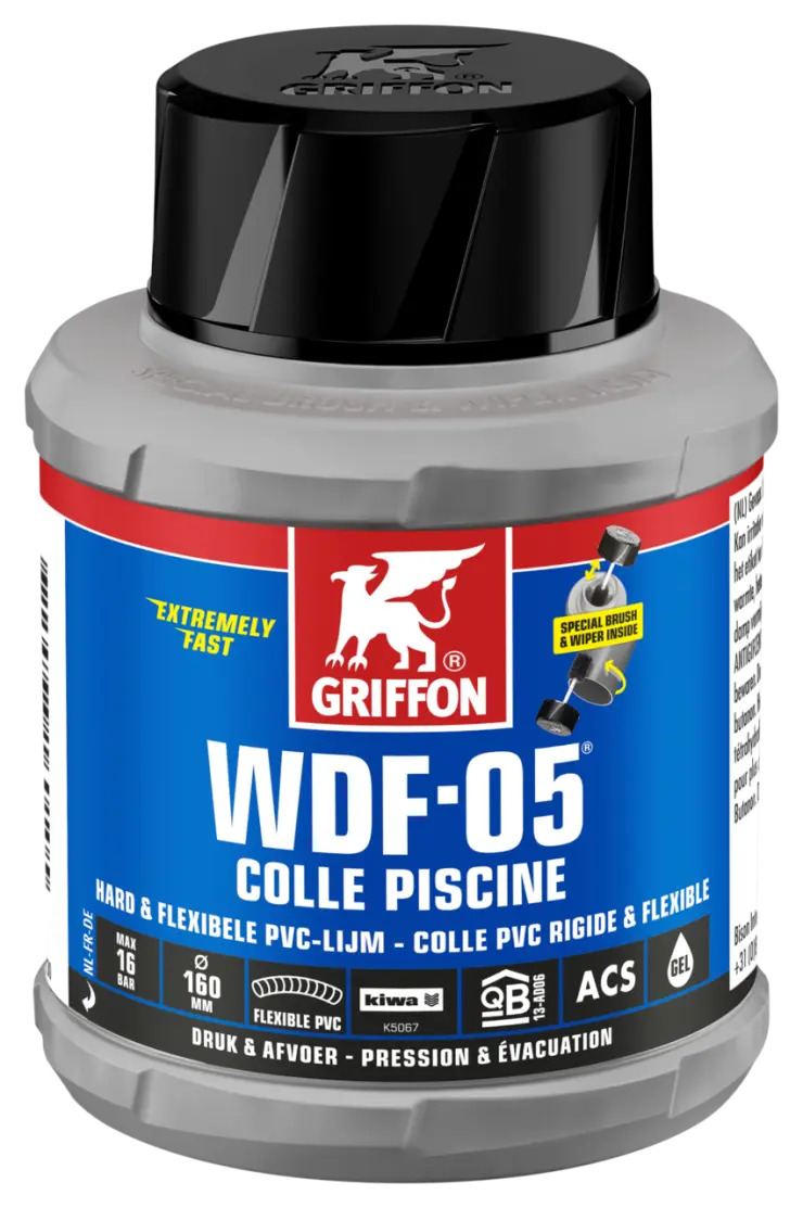 Colle PVC pression pour piscine, Griffon WDF-05, 250 ml