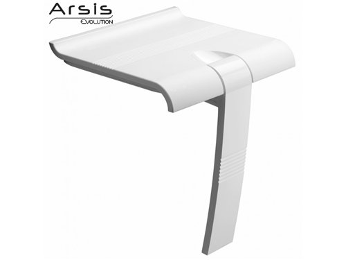 Siège de douche rabattable avec pied, Pellet Arsis, aluminium blanc
