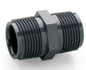 Mamelon PVC pression pour piscine, Aubia, mâle 6/4" x mâle 6/4", PN 16