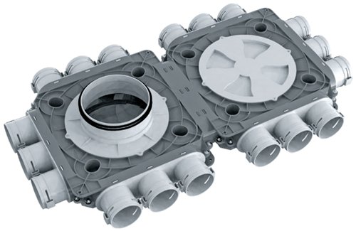 Luchtverdeelkast, Aldes Optiflex, 18 aansluitingen Ø 63 mm, horizontaal