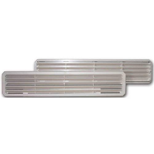 Grille double de ventilation pour porte, Nicoll, 452 x 92 mm, PVC blanc