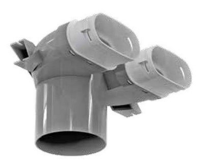 Gebogen manchet voor halfstijf kanaal, Aldes Optiflex, Ø 125 mm, 2 ovale aansluitingen 52 x 117 mm