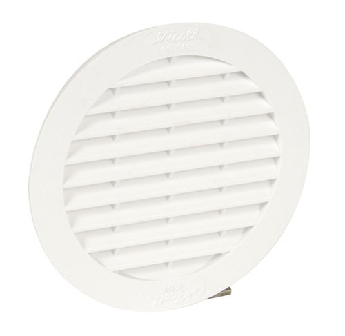 Grille de ventilation ronde avec moustiquaire, Nicoll BC110, Ø 100 mm, PVC blanc