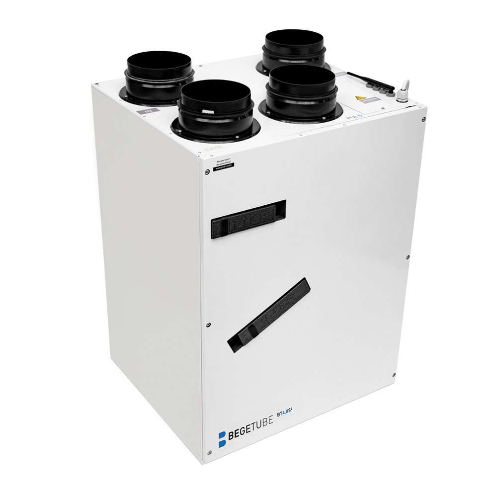 Groupe de ventilation double flux (système D), Begetube BT 4.8 S², 480 m³/h, mural ou au sol