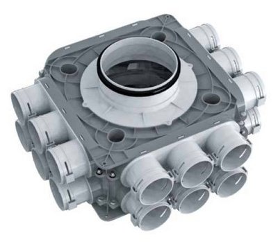 Caisson de répartition d'air, Aldes Optiflex, 18 piquages Ø 63 mm, vertical