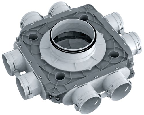 Caisson de répartition d'air, Aldes Optiflex, 8 piquages Ø 75 mm, horizontal