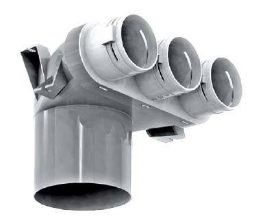 Manchette coudée pour conduit semi-rigide, Aldes Optiflex, Ø 125 mm, 2 piquages Ø 75 mm