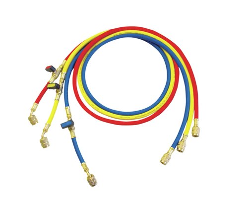 Set van 3 vulslangen voor koeltechniek, Rothenberger PLUS, 1/4" SAE, lengte 1,5 m