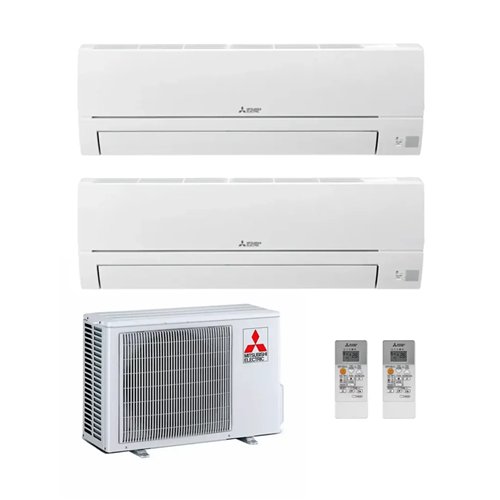 Pack climatiseur mural bi-split, Mitsubishi Electric MXZ-2HA40VF + 2 x MSZ-HR25VFK, froid 2,5 + 2,5 kW, chaud 3,15 + 3,15 kW, R32