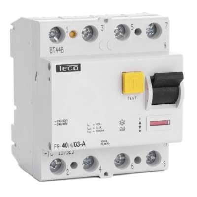 Interrupteur différentiel 4P, Teco, 40 A, 30 mA, type A