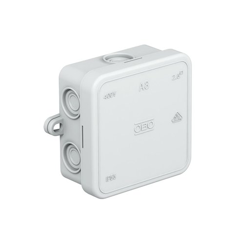 Boîte de dérivation, OBO Bettermann A 8, 75 x 75 x 36 mm, 7 entrées Ø 5 à 14 mm, sans bornier