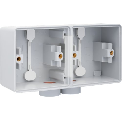 Tweevoudige waterdichte opbouwdoos, Niko Hydro, horizontaal, één tweevoudige M20-invoer