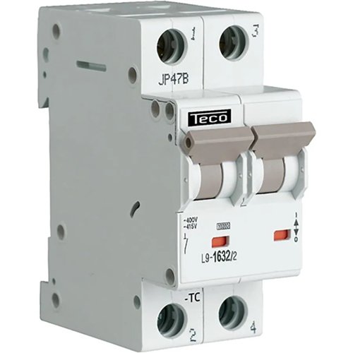Disjoncteur modulaire 2P, Teco, 20 A, courbe C, 4,5 kA