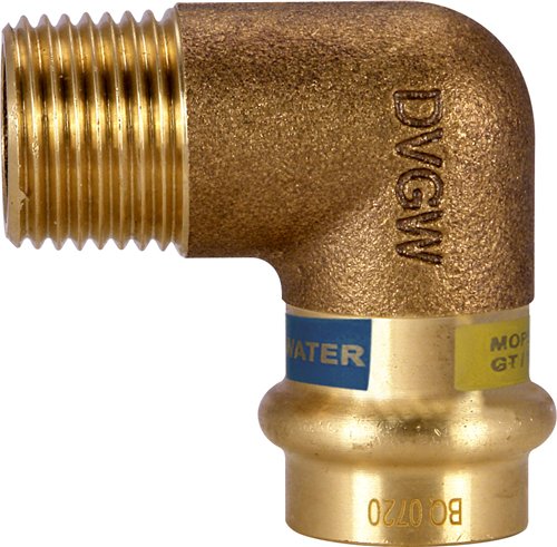 Coude 90° fileté à sertir cuivre eau et gaz, Effebi Unico-FBQ, Ø 54 mm x mâle 2"