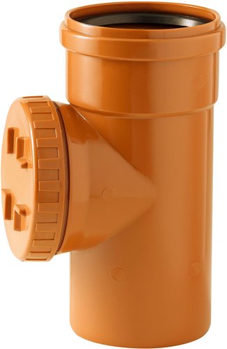Té de visite PVC d'égout à joint, Nicoll, 90°, Ø 125 mm, mâle-femelle