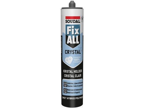 Mastic-colle polymère hybride, Soudal Fix ALL Crystal, transparent, cartouche de 290 ml
