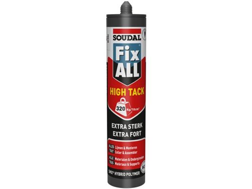 Mastic-colle polymère hybride, Soudal Fix ALL High Tack, gris, cartouche de 290 ml