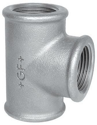 T-stuk met draad van gegalvaniseerd gietijzer, binnendraad 1/8" x binnendraad 1/8" x binnendraad 1/8", nr. 130
