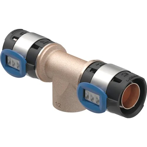 Té à sertir multicouche femelle, Geberit FlowFit, Ø 25 mm x femelle 3/4" x Ø 25 mm