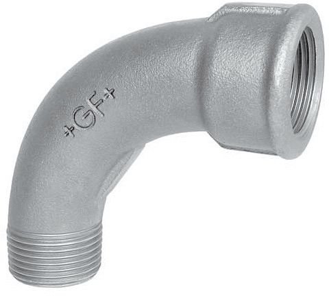 Courbe 90° filetée en fonte galvanisée, HS Fittings, mâle 1/2" x femelle 1/2", n° 1