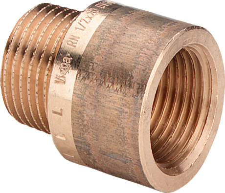 Verlengstuk met draad van brons, Viega 3525, buitendraad 3/4" x binnendraad 3/4", lengte 15 mm
