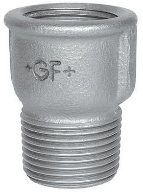 Mof met draad van gegalvaniseerd gietijzer, HS Fittings, buitendraad 1" x binnendraad 1", nr. 529A