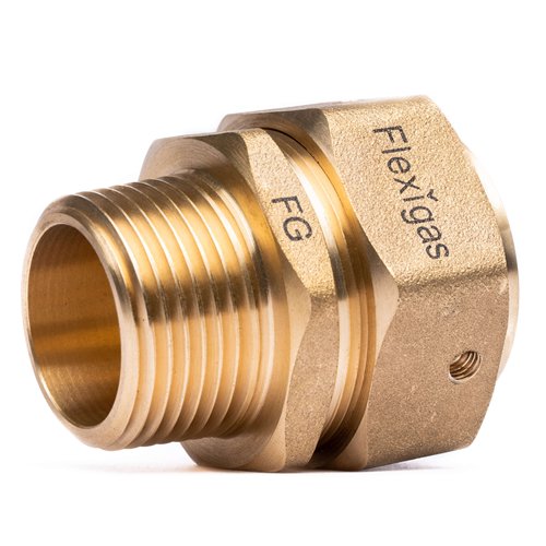 Draadkoppeling voor PLT-gasleiding, Flexigas, DN 15 x buitendraad 1/2"