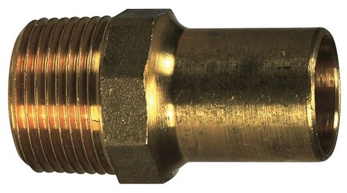 Perskoppeling met draad van koper voor water en gas, Effebi Unico-FBQ, insteekeinde Ø 18 mm x buitendraad 1/2"