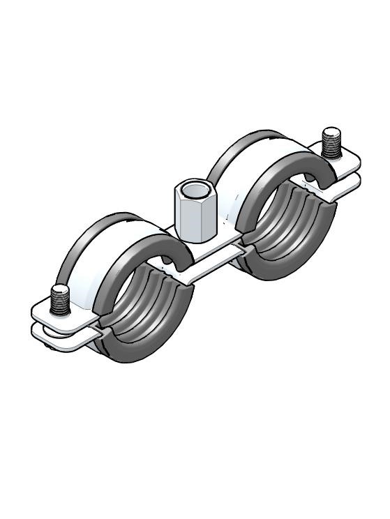 Collier de fixation double isophonique, Rofix Classic, Ø 20-23 mm, 1/2", M8/M10