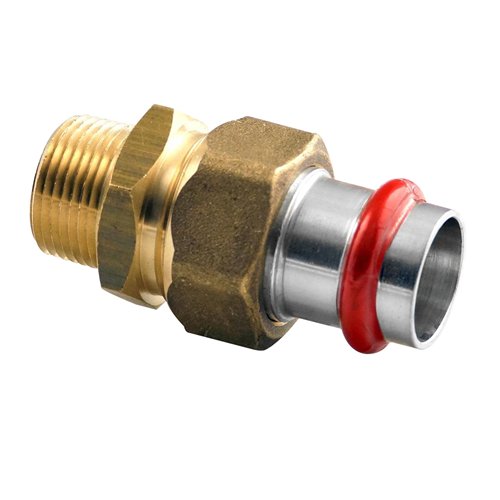 Driedelige perskoppeling van elektrolytisch verzinkt staal, Effebi Carbon Steel, Ø 15 mm x buitendraad 3/4"